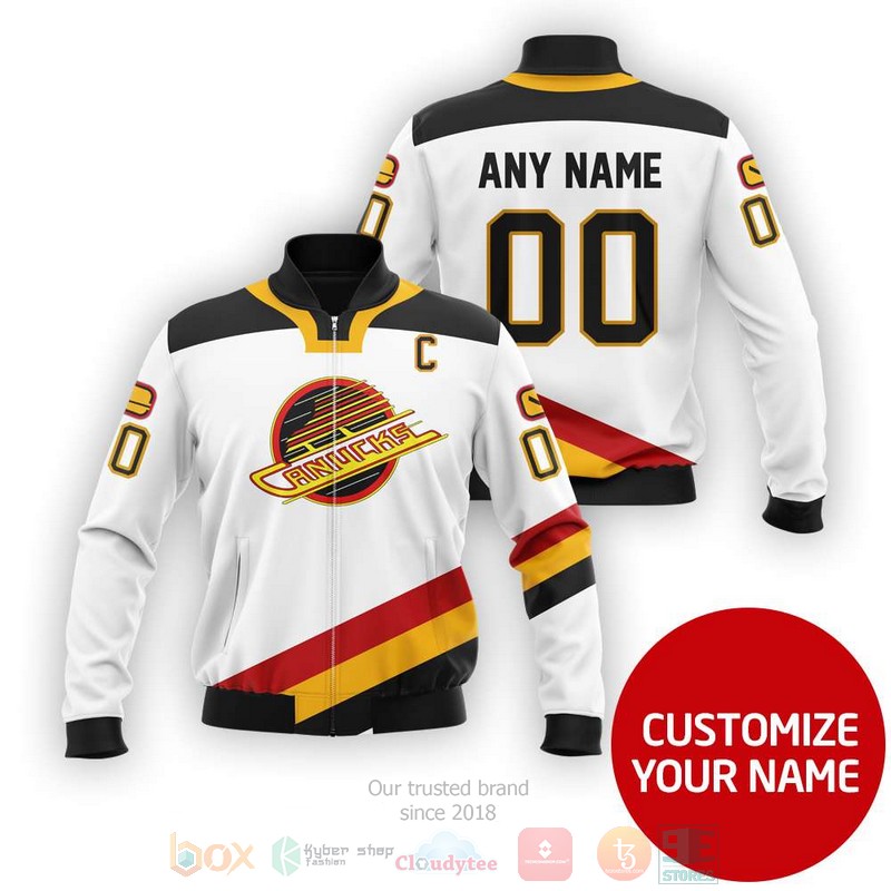 Personalized Vancouver Canucks white NHL custom Bomber Jacket