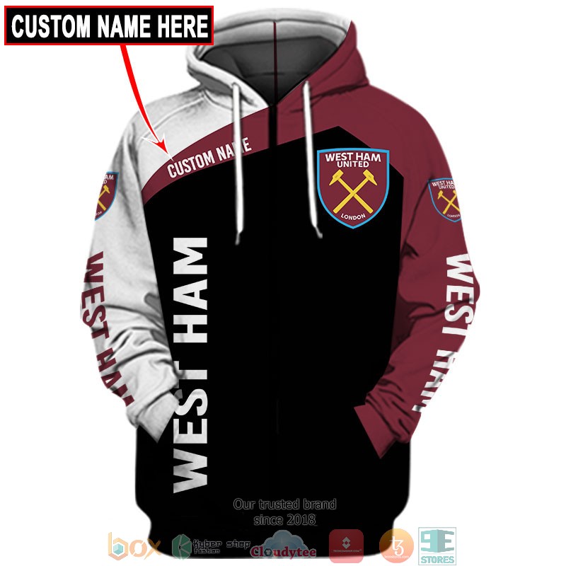 Personalized West Ham 3d shirt, hoodie 3 Personalized West Ham 3d shirt hoodie 1 2