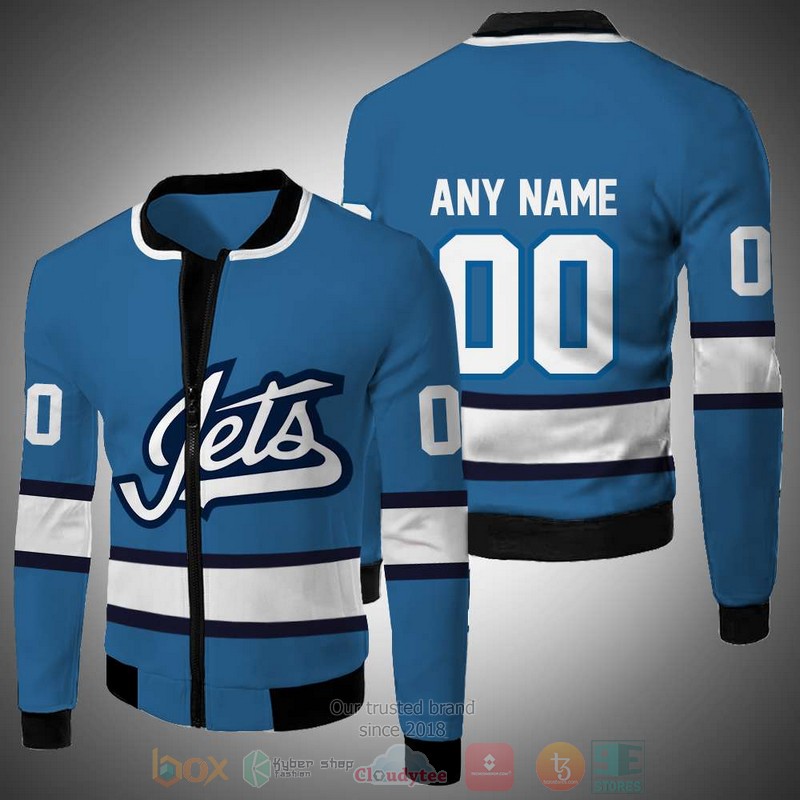 Personalized Winnipeg Jets NHL light blue white custom 3D Bomber Jacket 2 Personalized Winnipeg Jets NHL light blue white custom Bomber Jacket 1