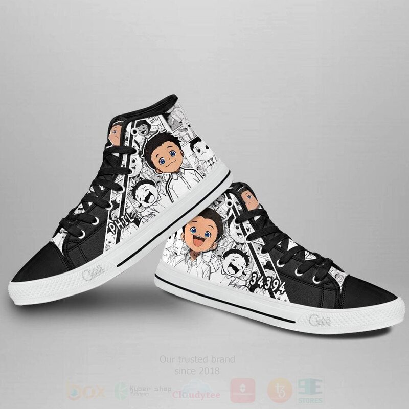 BEST Phil Custom Manga Anime The Promised Neverland High Top Canvas Sneakers 3 Phil Custom Manga Anime The Promised Neverland High Top Shoes 1 2