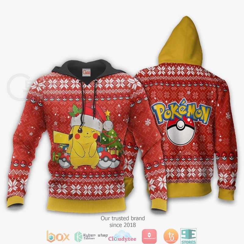 Pikachu Pokemon Anime Xmas 3d shirt, hoodie 3 Pikachu Pokemon Anime Xmas 3d shirt hoodie 1 2