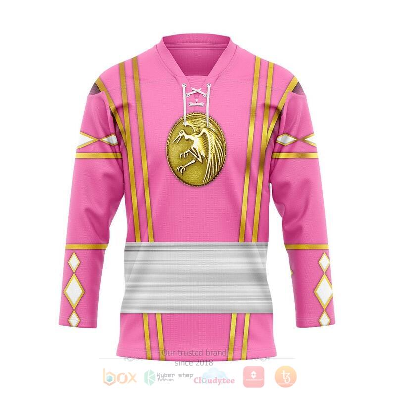 Pink Crane Ninja Mighty Morphin Power Rangers Ninjetti Custom Hockey Jersey