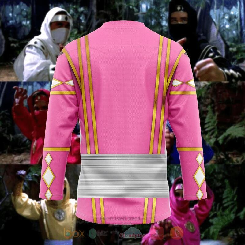 Pink Crane Ninja Mighty Morphin Power Rangers Ninjetti Custom Hockey Jersey 1 2 3