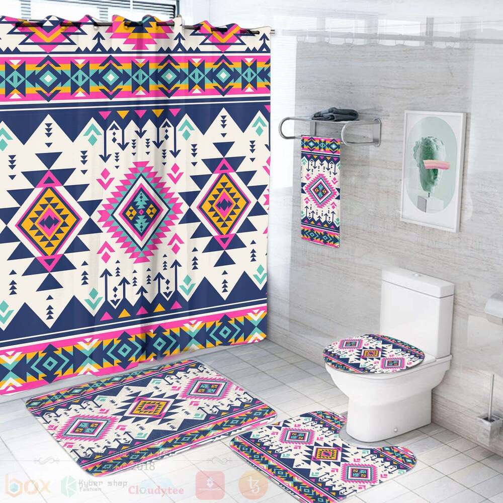 Pink Pattern Native American Bathroom Set
