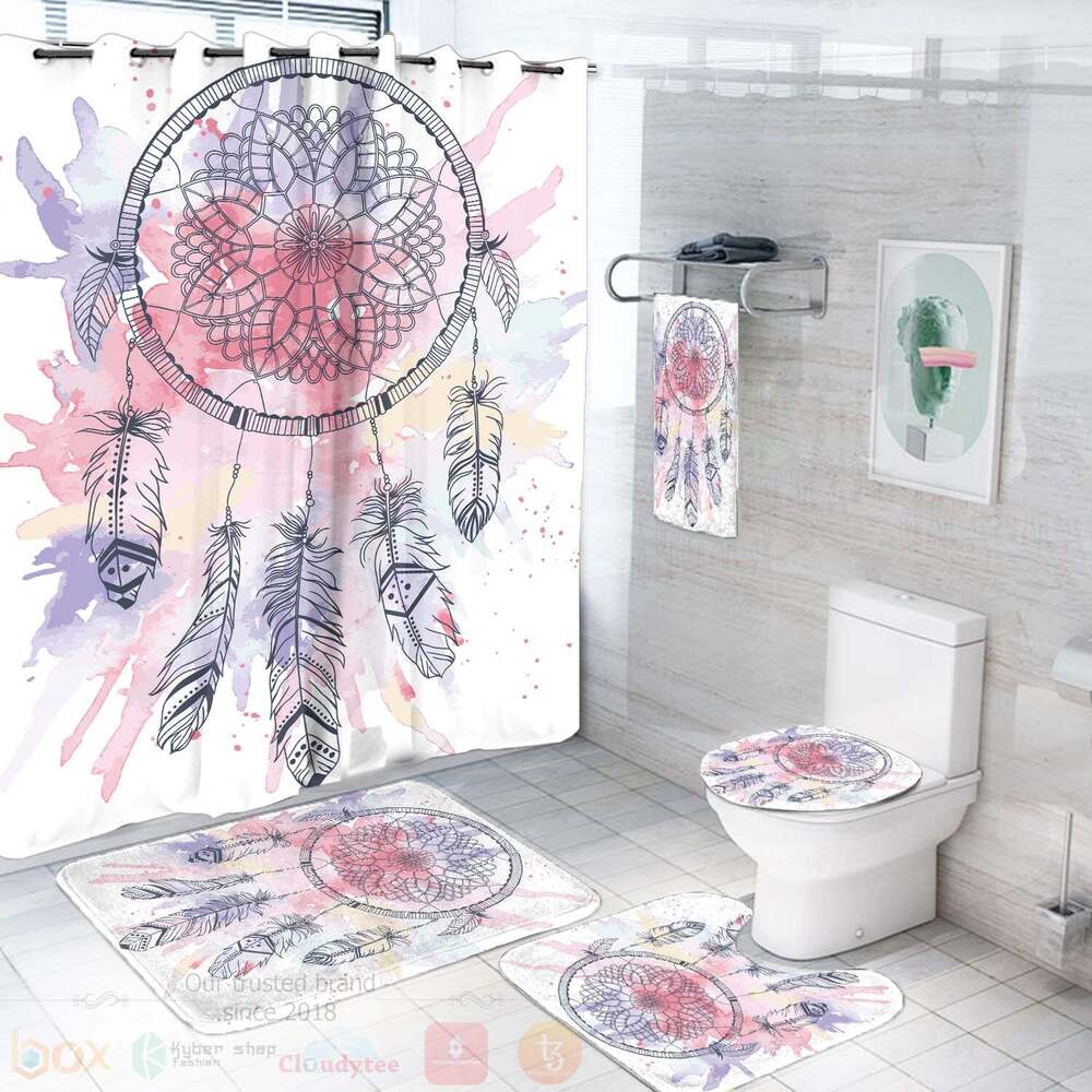 Pink Water Color Dream Catcher Bathroom Set