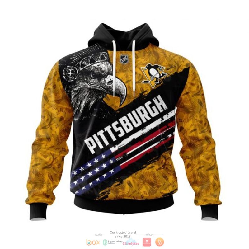 Pittsburgh Penguins NHL Eagle American flag full print 3D shirt, hoodie 1 Pittsburgh Penguins NHL Eagle American flag 3D shirt hoodie