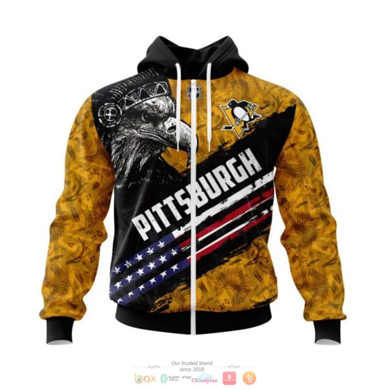 Pittsburgh Penguins NHL Eagle American flag full print 3D shirt, hoodie 2 Pittsburgh Penguins NHL Eagle American flag 3D shirt hoodie 1
