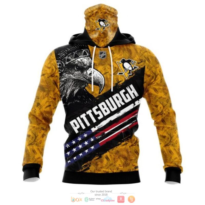 Pittsburgh Penguins NHL Eagle American flag full print 3D shirt, hoodie 4 Pittsburgh Penguins NHL Eagle American flag 3D shirt hoodie 1 2 3