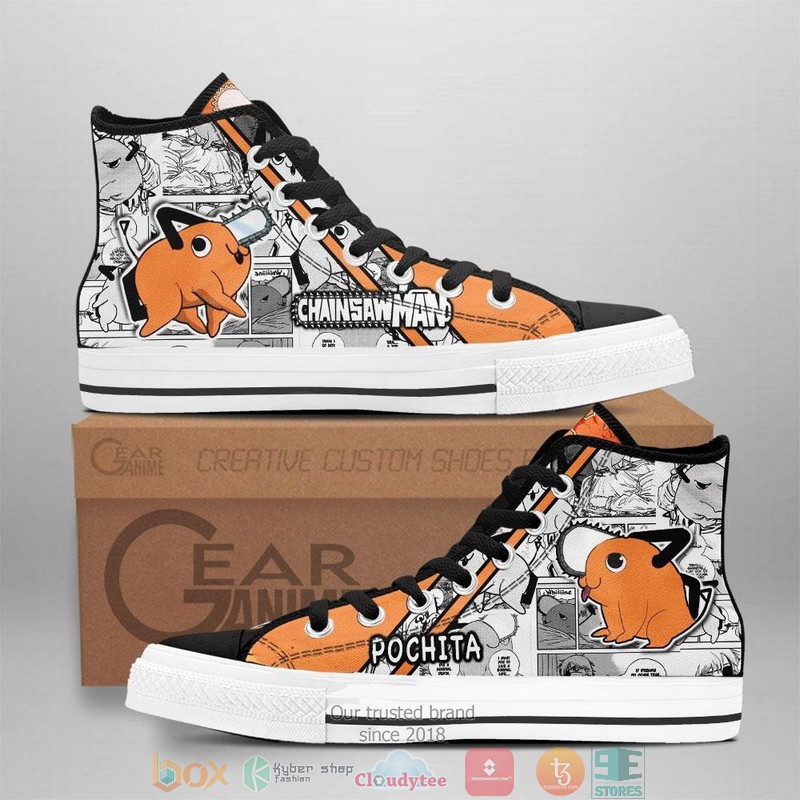Pochita Chainsaw Man High Top Canvas Shoes