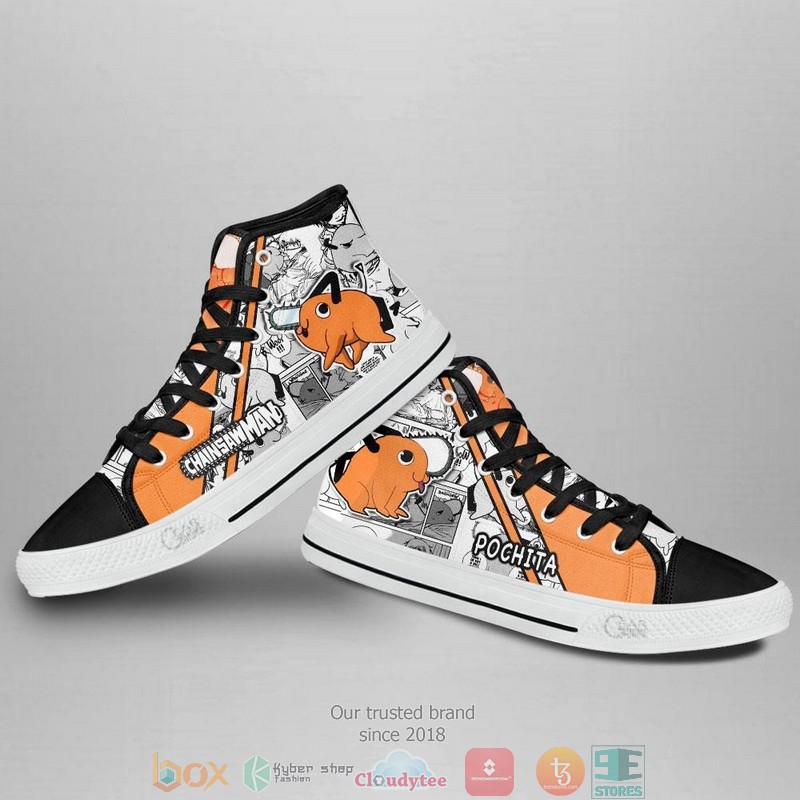 Pochita Chainsaw Man High Top Canvas Shoes 4 Pochita Chainsaw Man High Top Canvas Shoes 1 2 3
