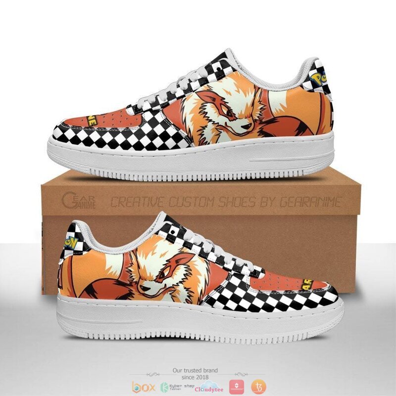 Poke Arcanine Checkerboard Pokemon Nike Air Force shoes