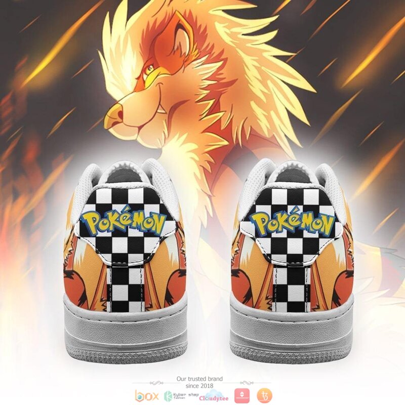 Poke Arcanine Checkerboard Pokemon Nike Air Force Sneaker 3 Poke Arcanine Checkerboard Pokemon Nike Air Force shoes 1 2