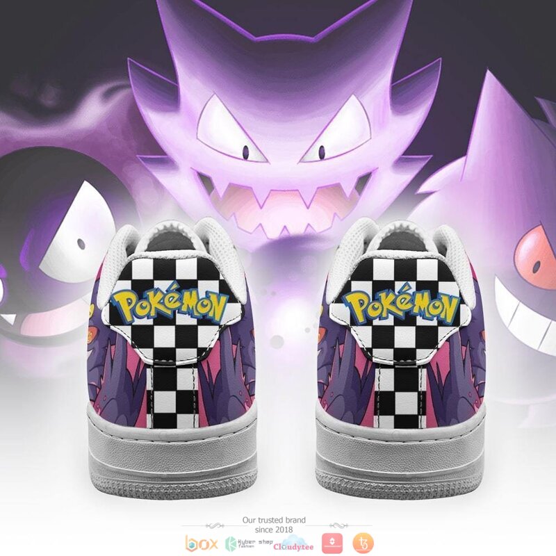 Poke Gengar Checkerboard Pokemon Nike Air Force Sneaker 3 Poke Gengar Checkerboard Pokemon Nike Air Force shoes 1 2