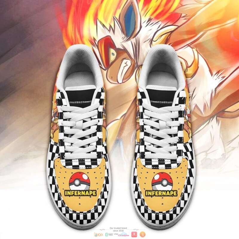 Poke Infernape Checkerboard Pokemon Nike Air Force Shoes 1