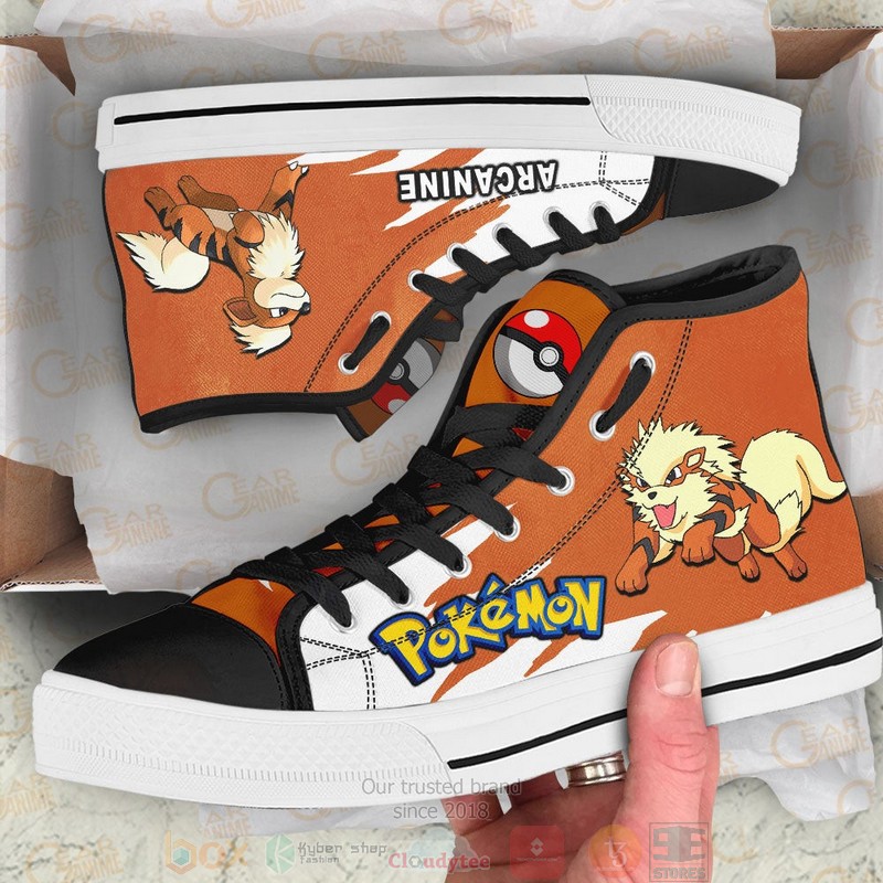 Pokemon Arcanine Anime Canvas High Top Shoes 1