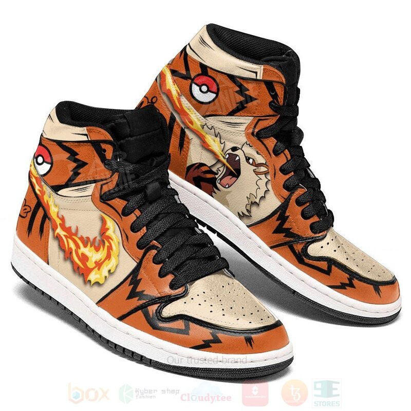 BEST Pokemon Arcanine Custom Anime Air Jordan 1 Retro High 4 Pokemon Arcanine Custom Anime Air Jordan High Top Shoes 1 2 3