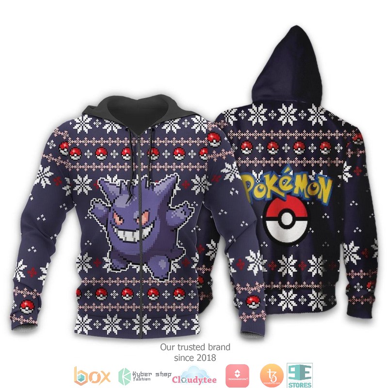 Pokemon Gengar Xmas 3d shirt hoodie 1