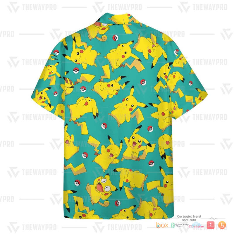 Pokemon Pikachu Chibi Cyan Hawaiian shirt 4 Pokemon Pikachu Chibi Cyan Hawaiian shirt 1 2 3