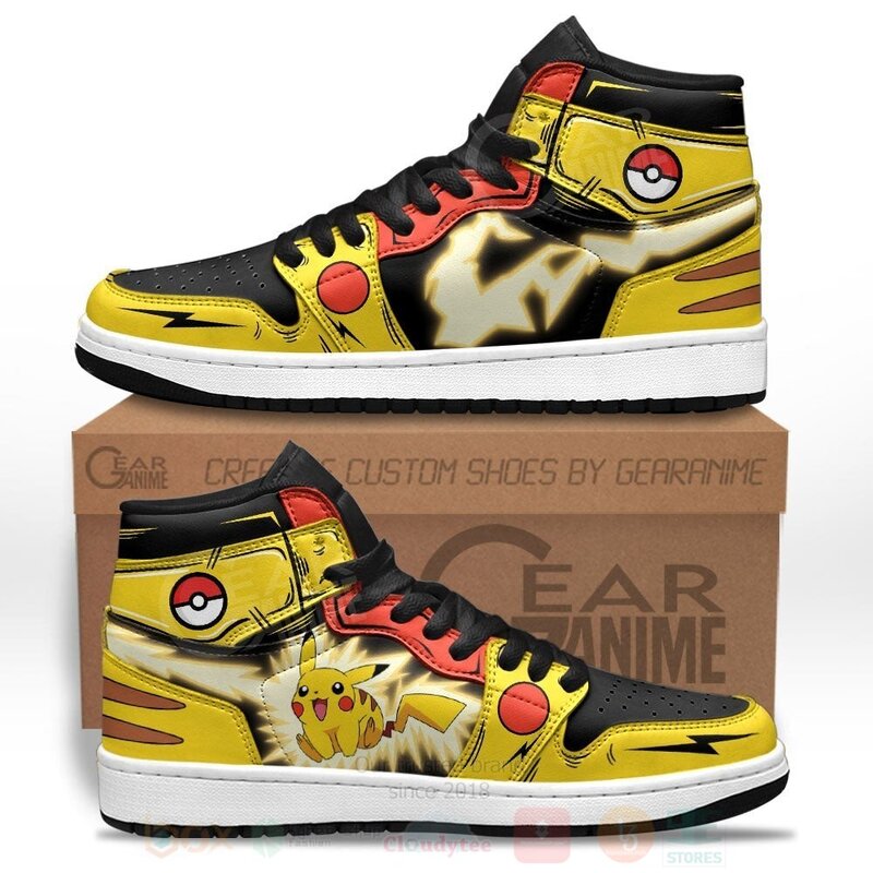 Pokemon Pikachu Thunderbolt Custom Anime Air Jordan High Top Shoes