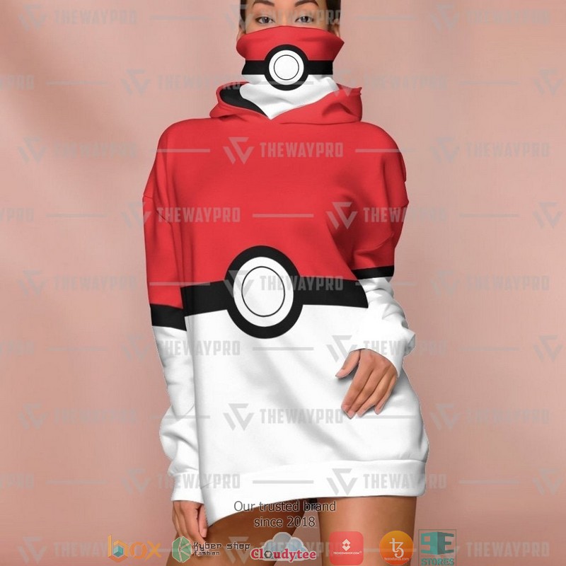 Pokemon Pokeball Snood Mask Hoodie 3 Pokemon Pokeball Snood Mask Hoodie 1 2