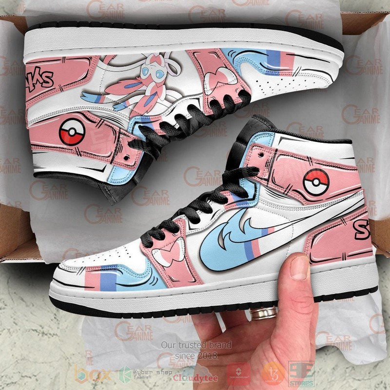 Pokemon Sylveon Anime Air Jordan high top Sneaker Shoes 2 Pokemon Sylveon Anime Air Jordan high top shoes 1