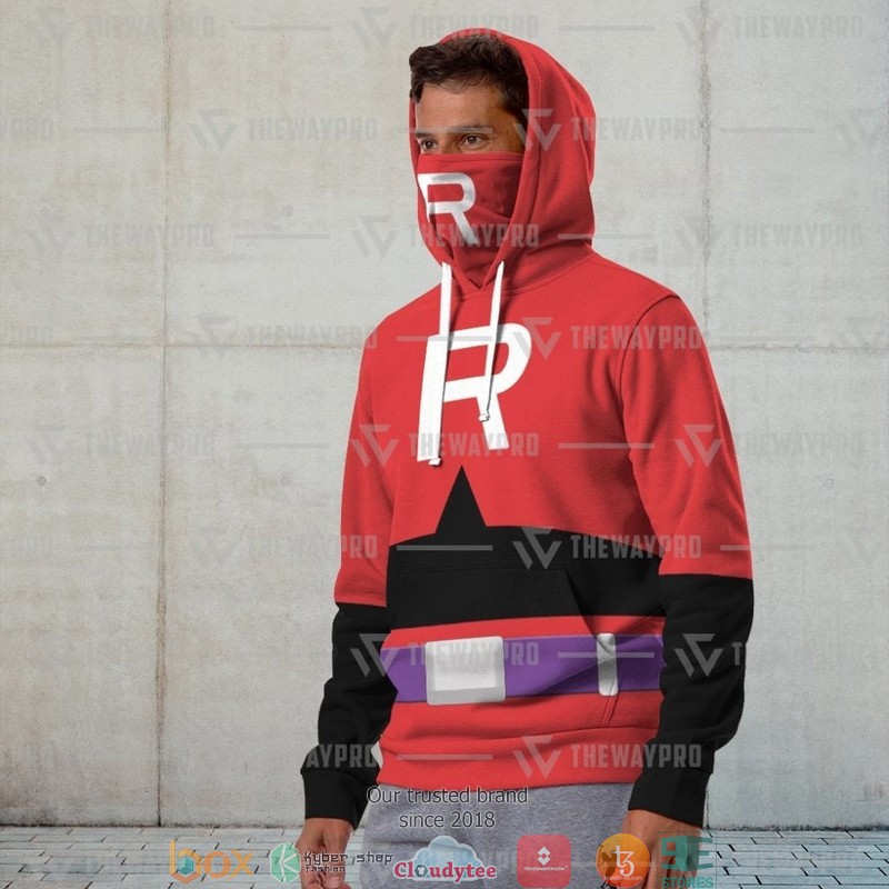 Pokemon Team Rocket Christmas Red Suit Snood Mask Hoodie 3 Pokemon Team Rocket Christmas Red Suit Snood Mask Hoodie 1 2