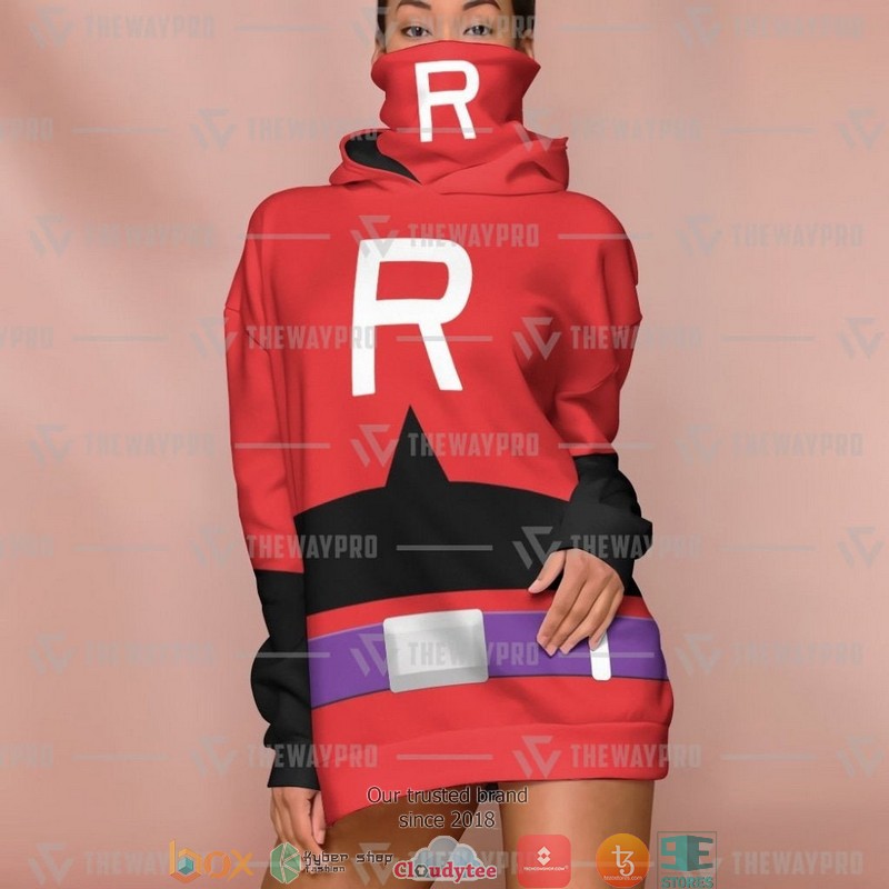 Pokemon Team Rocket Christmas Red Suit Snood Mask Hoodie 4 Pokemon Team Rocket Christmas Red Suit Snood Mask Hoodie 1 2 3