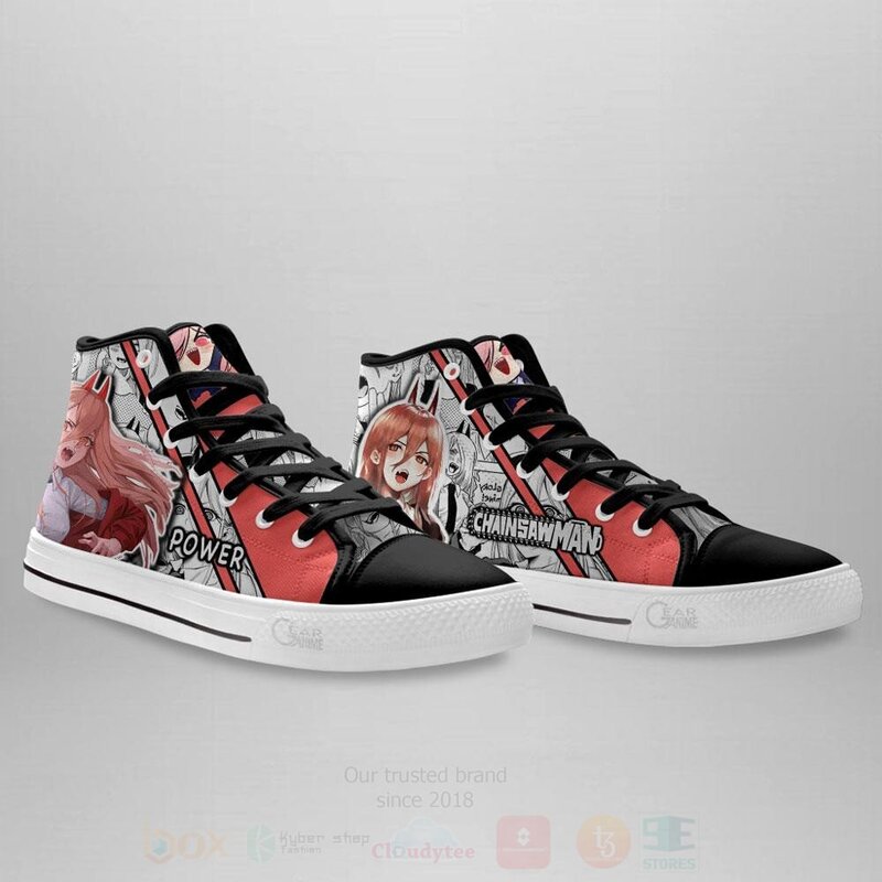 BEST Power Custom Manga Anime Chainsaw Man High Top Canvas Sneakers 3 Power Custom Manga Anime Chainsaw Man High Top Shoes 1 2