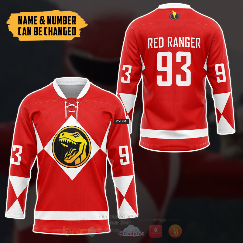 Power Ranger Red Ranger Custom Hockey Jersey 3 Power Ranger Red Ranger Custom Hockey Jersey 1 2