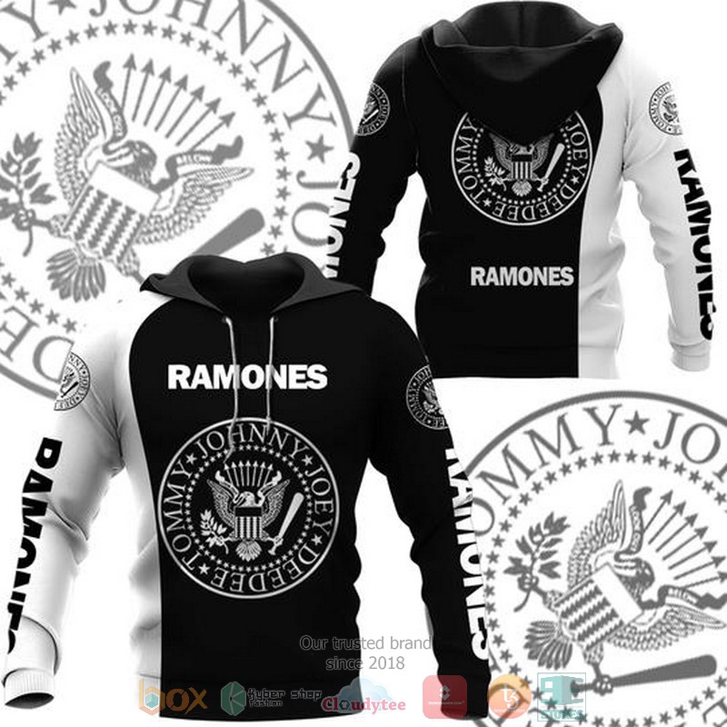 Ramones band black white 3D hoodie zip hoodie