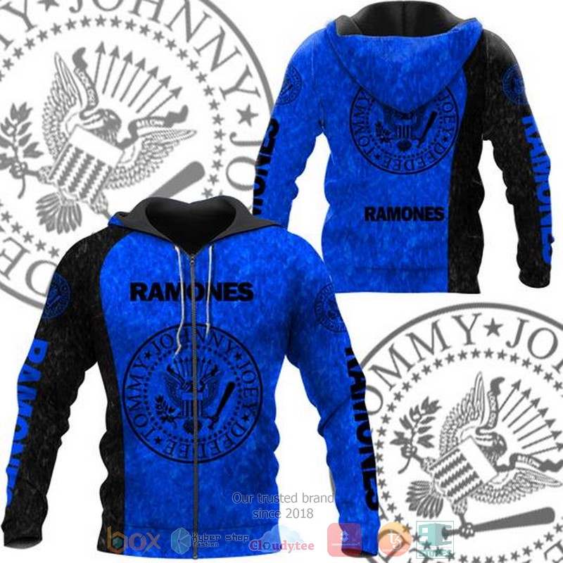HOT Ramones band blue black 3D hoodie, zip hoodie 2 Ramones band blue black 3D hoodie zip hoodie 1