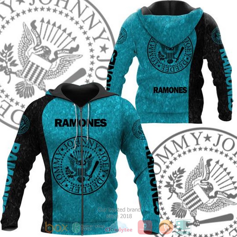 HOT Ramones band dark cyan 3D hoodie, zip hoodie 2 Ramones band dark cyan 3D hoodie zip hoodie 1