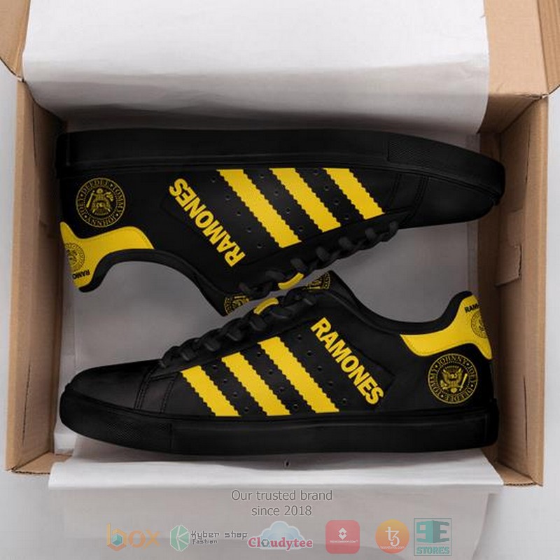 Ramones band logo black yellow Stan Smith shoes
