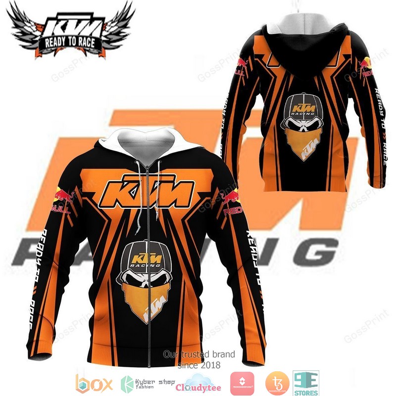 Red Bull KTM Racing Skull 3d all over printed shirt, hoodie 4 Red Bull KTM Racing Skull 3d all over printed shirt hoodie 1 2 3