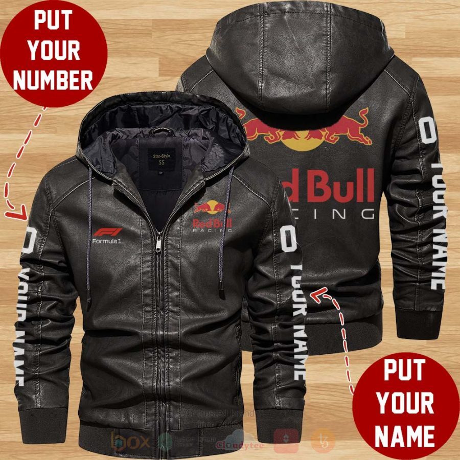 BEST Red Bull Racing Personalized 2D Leather PU Jacket Hat 1 Red Bull Racing Personalized Leather Jacket Hat