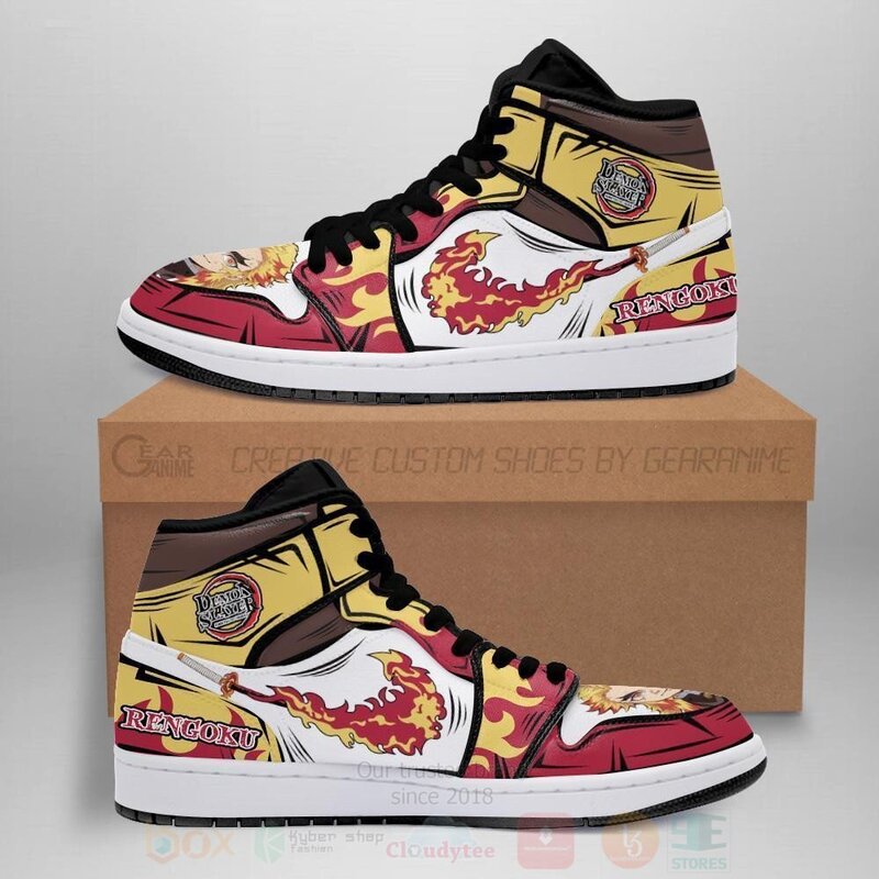 Rengoku Custom Flame Breathing Demon Slayer Anime Air Jordan High Top Shoes