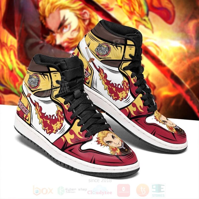 Rengoku Custom Flame Breathing Demon Slayer Anime Air Jordan High Top Shoes 1