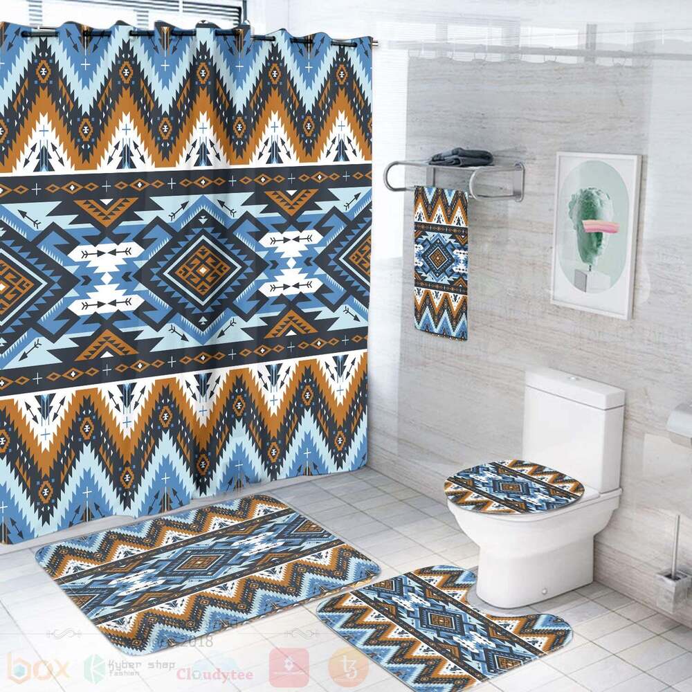 Retro Colors Tribal Seamless Bathroom Set