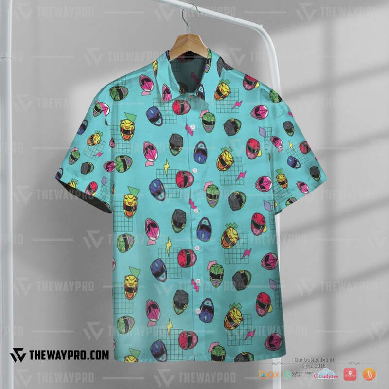 Retro Mighty Morphin Power Rangers Helmet Pattern Hawaiian Shirt, short 8 Retro Mighty Morphin Power Rangers Helmet Pattern Hawaiian Shirt short