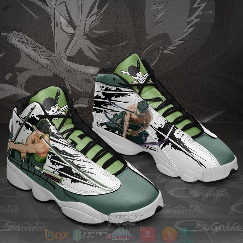 Roronoa Zoro Anime One Piece Air Jordan 13 Sneaker Shoes 2 Roronoa Zoro Anime One Piece Air Jordan 13 Shoes 1