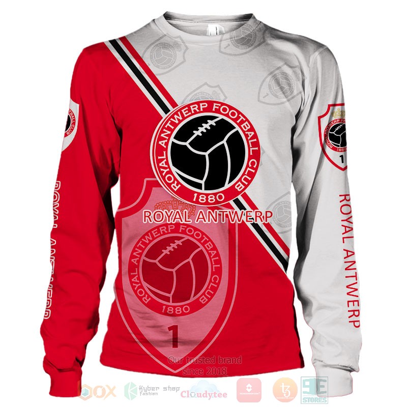 Royal Antwerp red white shirt, hoodie 4 Royal Antwerp red white 3D shirt hoodie 1 2 3
