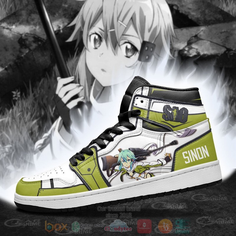 SAO Sinon Anime Sword Art Online Air Jordan high top Sneaker Shoes 3 SAO Sinon Anime Sword Art Online Air Jordan high top shoes 1 2