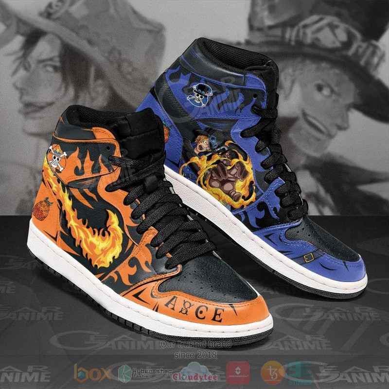 Sabo and Portgas Ace Anime One Piece Air Jordan high top Sneaker Shoes 2 Sabo and Portgas Ace Anime One Piece Air Jordan high top shoes 1