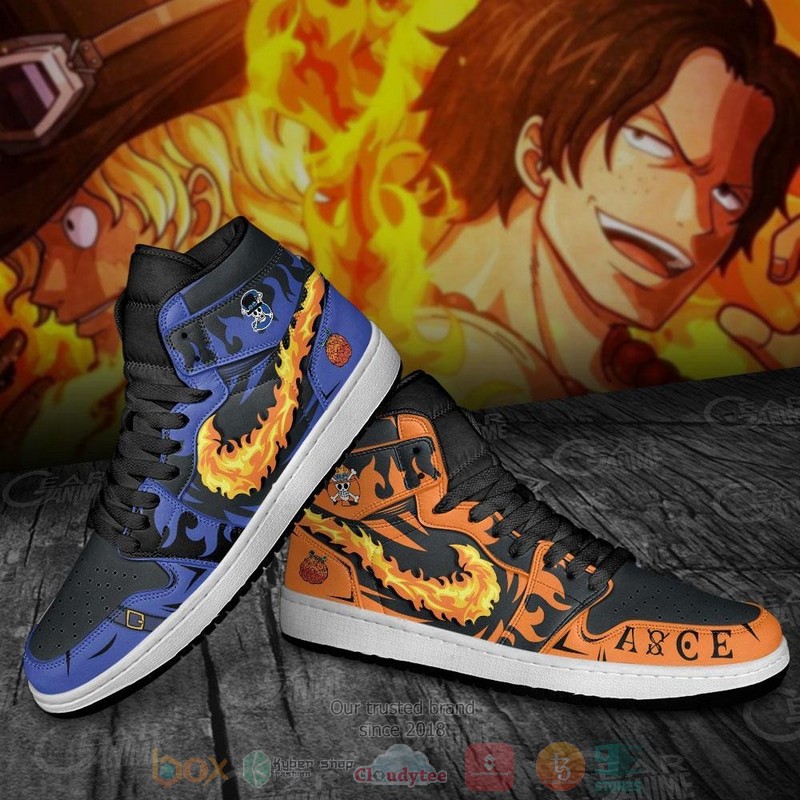 Sabo and Portgas Ace Anime One Piece Air Jordan high top Sneaker Shoes 4 Sabo and Portgas Ace Anime One Piece Air Jordan high top shoes 1 2 3