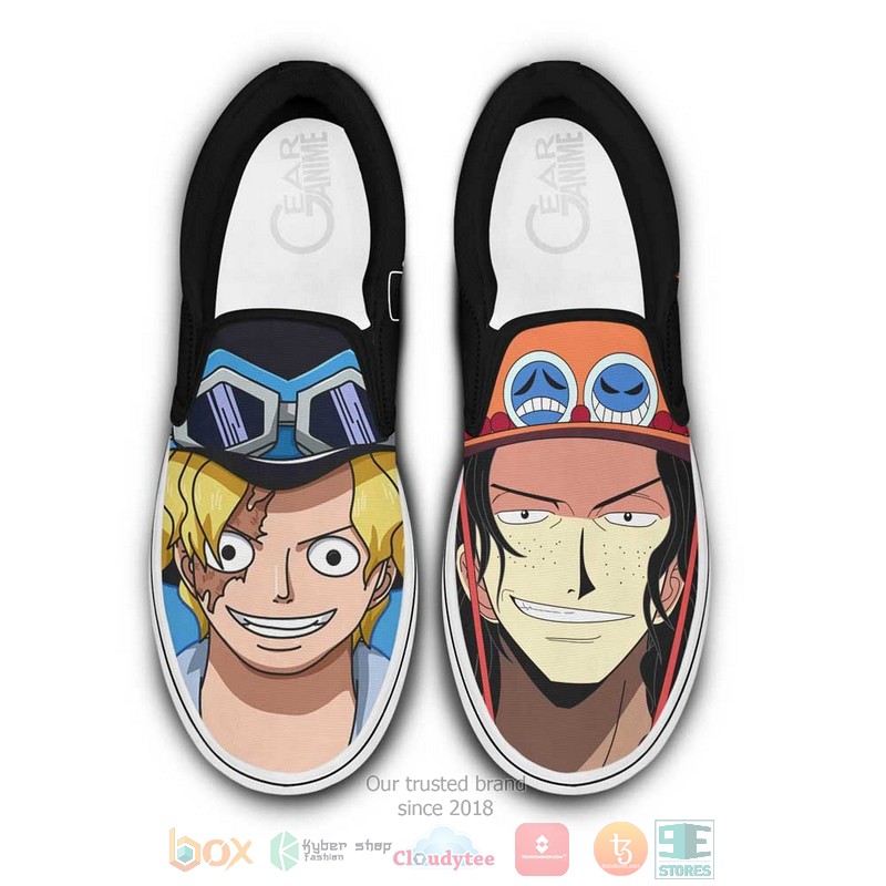Sabo and Portgas Ace Anime One Piece Slip On Shoes