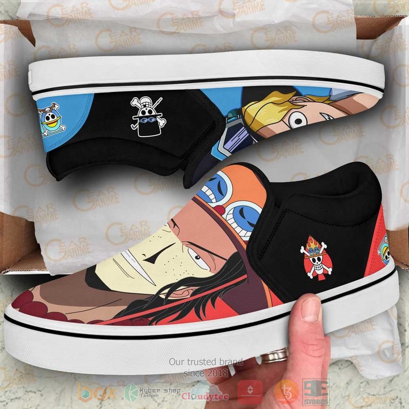Sabo and Portgas Ace Anime One Piece Slip On Shoes 1