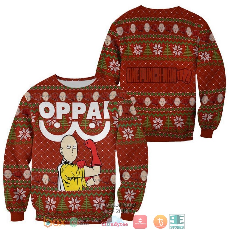 Saitama Oppai One Punch Man Anime Xmas 3d shirt hoodie