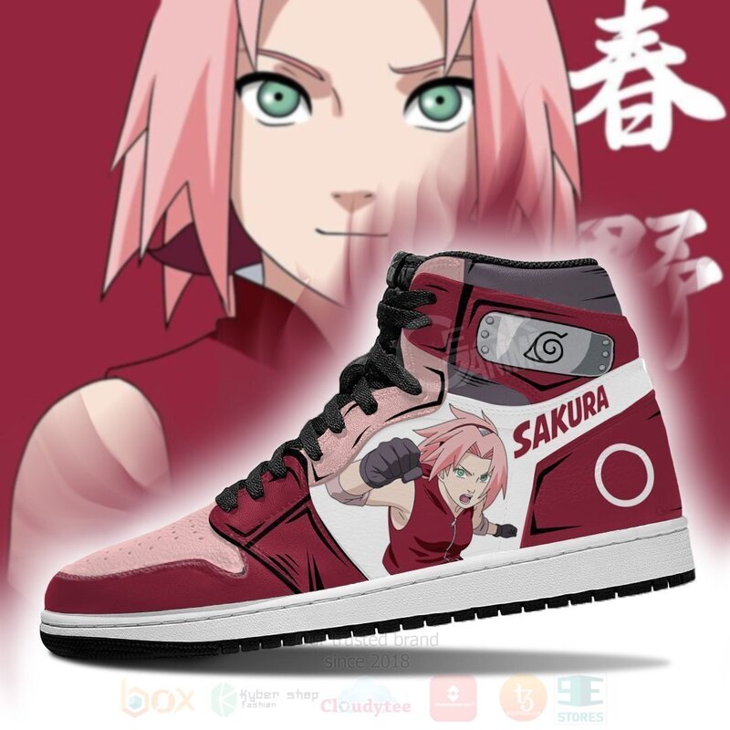 Sakura Haruno Custom Symbol Anime Air Jordan High Top Shoes 1 2
