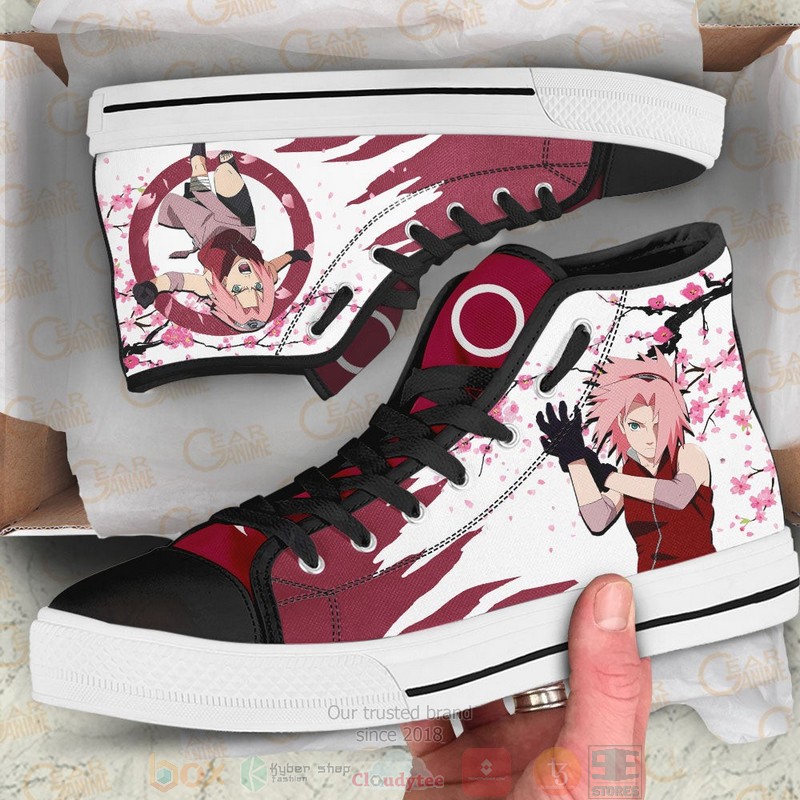 Sakura Haruno Naruto Anime Japan Style Canvas High Top Shoes 1