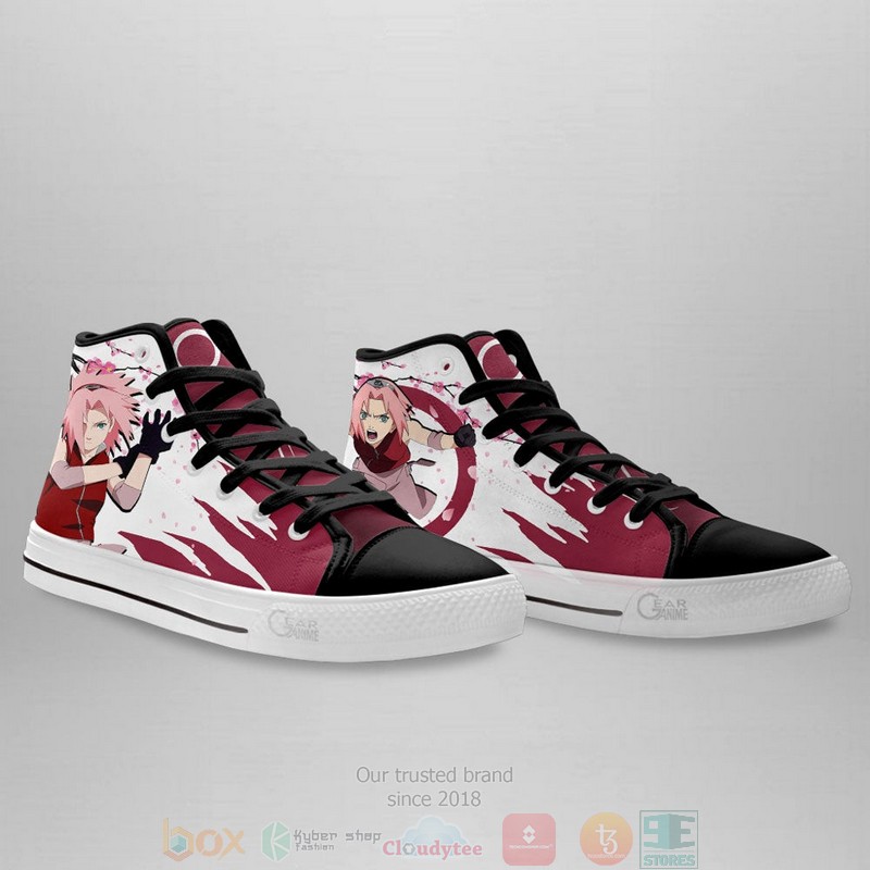 Sakura Haruno Naruto Anime Japan Style Canvas High Top Sneaker Shoes 4 Sakura Haruno Naruto Anime Japan Style Canvas High Top Shoes 1 2 3